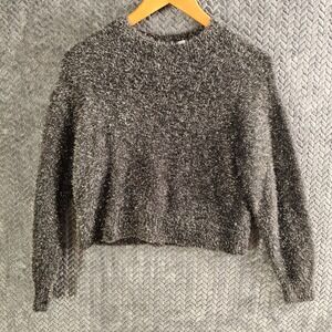 Gap Kids Girls XL Black Sparkly Eyelash Knit Sweater Long Sleeve Crew Neck Boxy